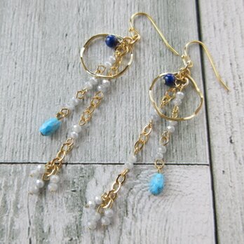 SALE  金具変更OK　Pierces or Earrings　ラピスラズリ　ターコイズ（P0920）の画像