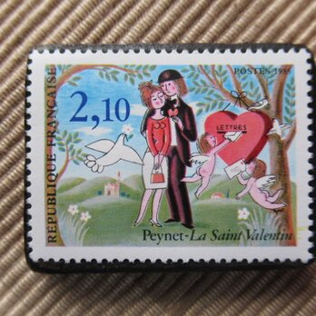 フランス　 バレンタイン切手ブローチ 5864の画像