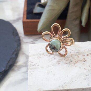 【サイズ調整可能】turquoise flower ringの画像