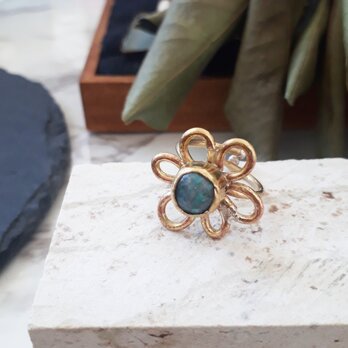 【サイズ調整可能】turquoise flower ringの画像