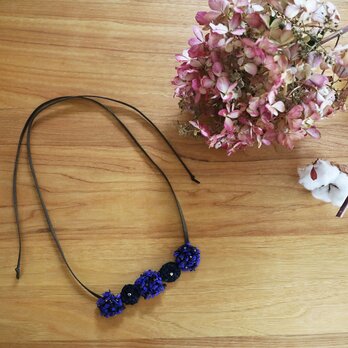 【紫陽花】刺繍 ネックレス BLBKの画像
