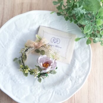 アン好みの野ばらのリースコサージュ☆*: ラヴェンダー wild rose wreath corsage lavenderの画像