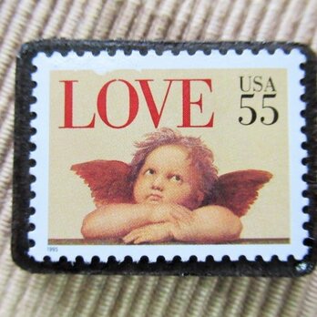アメリカ　バレンタイン切手ブローチ5870の画像
