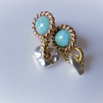ツイストリング＆ナゲットピアス vintage earrings ring <PE2-0120>の画像