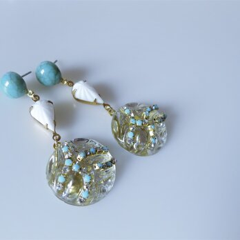 ターコイズ＆アイスドロップピアス vintage earrings tq ice <PE3-0120>の画像