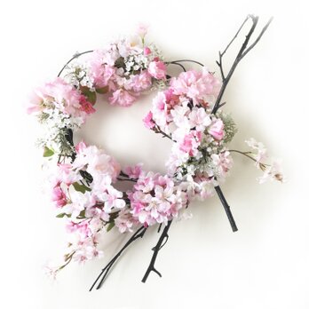 桜満開のリース、直径33センチ 春のときめきデコレーション CHE-02の画像