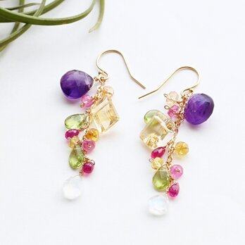 【14kgf】EXOTIC FLOWER　天然石ピアス