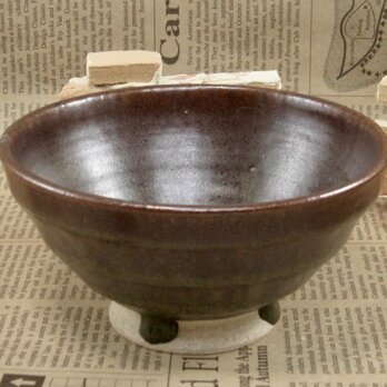 陶器ご飯茶碗（やや大）鉄赤色　【200104】の画像