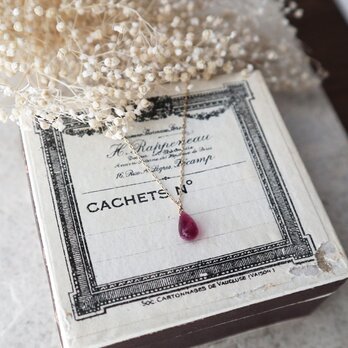 【K10】宝石質ピンクトルマリンの一粒ネックレス(ブリオレットカット)の画像