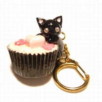 にゃんこのしっぽ○カップチョコにゃんこ○キーホルダー○猫○黒猫1