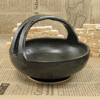 陶器手鉢（小）黒マット調　【200108】の画像