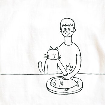 半袖Tシャツ 猫選べます『ボクノサカナ・男子』メンズ レディースの画像