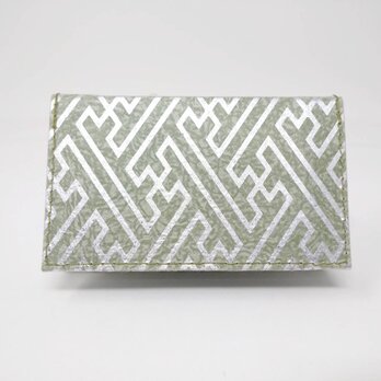 ギルディング和紙カードケース　紗綾 緑地 銀の画像