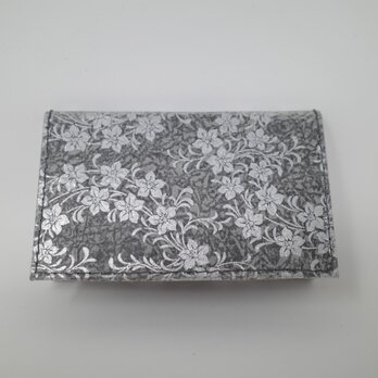 ギルディング和紙カードケース　桔梗 黒地 銀の画像