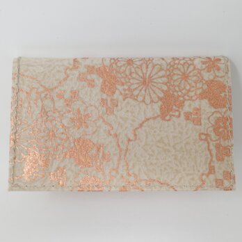 ギルディング和紙カードケース　菊 ベージュ地 銅の画像
