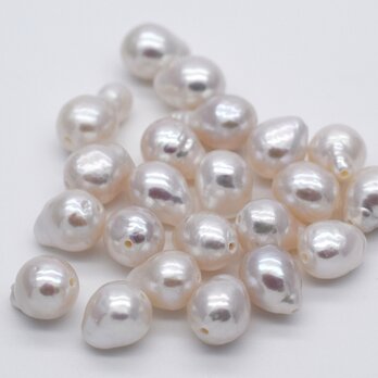 雫 淡水パール 2粒 しずく ドロップ バロック 中粒 あこや真珠バロック風 9~12mm*6.5~7mmの画像