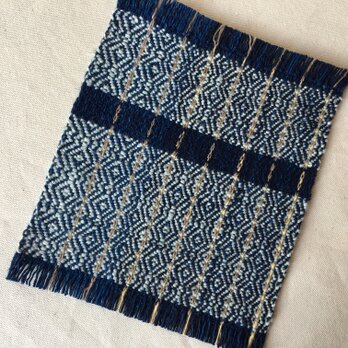 手織りの草木染めコースター2枚組　⑧紺の画像