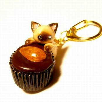 にゃんこのしっぽ○カップチョコにゃんこ○キーホルダー○猫○シャム猫1の画像