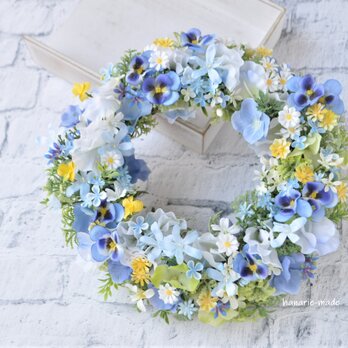 受注制作　spring　blue　&　violet：little　flowers　wreathの画像