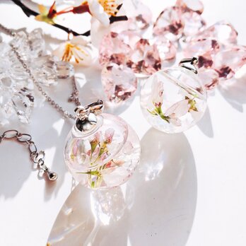 春を告げる桜のガラスドーム spring   ネックレス    スワロフスキーの画像