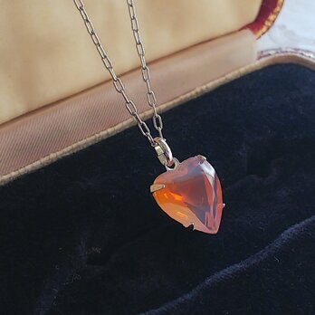 ヴィンテージ　Orange-Opal Heart ネックレス（Silverカラー）の画像