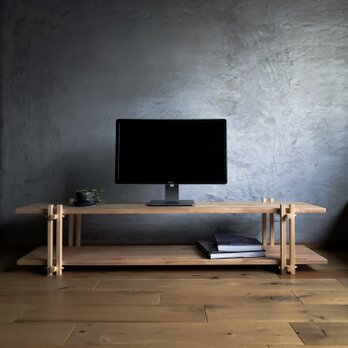 木組みで製作　テレビボード　自然塗料　140cm ローボード、テレビ台、桧、松、ラバーウッドの画像