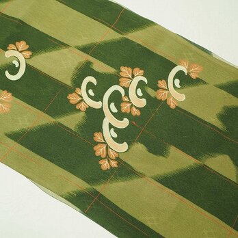 s0051　花文様 ハギレ 120cm/ 古布・古裂 錦紗 縮緬 正絹　japanese fablic silkの画像