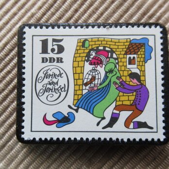 ドイツ　童話　ヨリンデとヨリンゲル　切手ブローチ　5941の画像