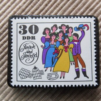 ドイツ　童話　ヨリンデとヨリンゲル　切手ブローチ　5944の画像