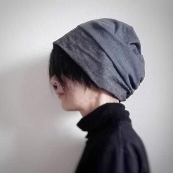 ターバンな帽子　グレー+黒　送料無料の画像
