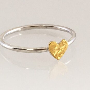 Golden Heart ◇K24 Pure Gold +Silver Ring◇純金+銀◇ハートの指輪/リングの画像