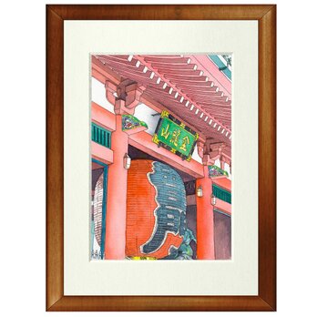 世界で1枚の絵　水彩画原画「浅草寺」の画像