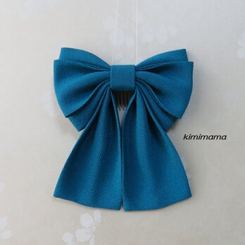 髪飾り　 縮緬リボン(中)<ソフトWリボン>はいからさん(エメラルド）袴・成人式・卒業式・