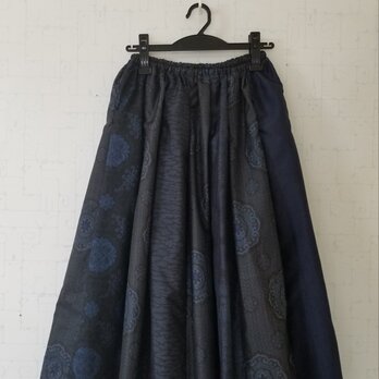 大島紬リメイク裏つきギャザースカートの画像