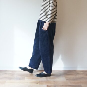 10w Stretch Corduroy tuck Pants NAVY
