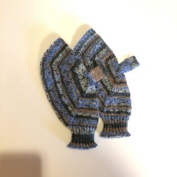 №291 手編みミトン送料込Adventure山のぼり