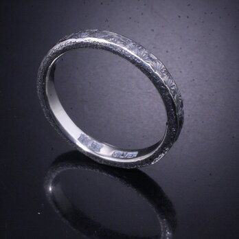 【刻印無料】 指輪 メンズ レディース :小花 鎚目 シルバー リング 3mm幅 4～27号 槌目 シンプル ペアリングの画像