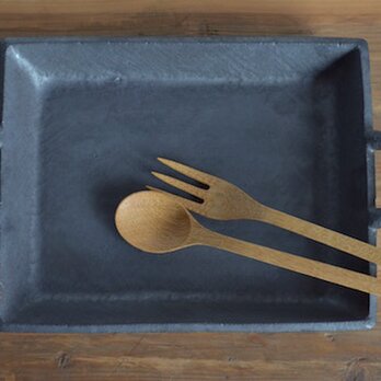 手付き耐熱角皿_黒