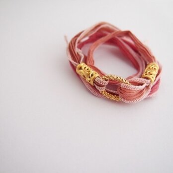 シルクリボンブレス（カフェオレピンク）