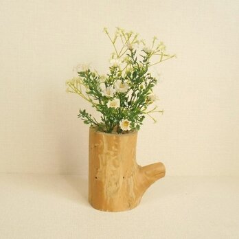 【温泉流木】幹丸太から飛び出るしっかり枝の花器 花瓶 流木インテリアの画像