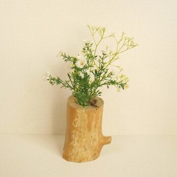 【温泉流木】ななめ姿の幹丸太と少し飛び出た枝の花器 花瓶 流木インテリアの画像