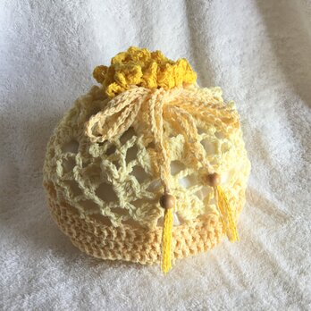 レース編み巾着　～レモン～の画像