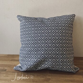 cushion cover[手織りクッションカバー]　ネイビーの画像