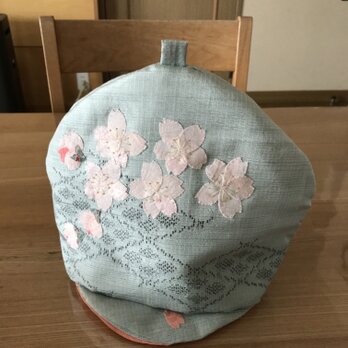 セール　ヴィンテージ紬の茶帽子　淡墨桜の画像