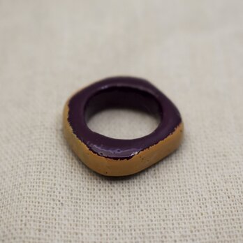 指輪　10号　紫漆白漆の画像