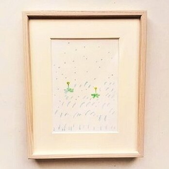 原画「春の雨/ spring rain」※木製額縁入りの画像