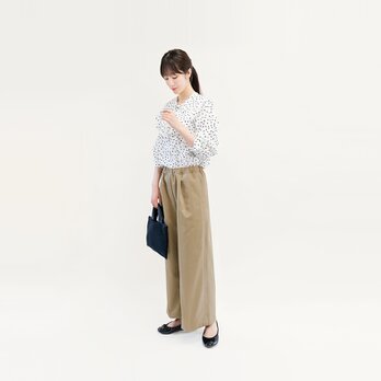 チャーミングにチノを 年間OKの ワイドパンツ ベージュ 綿混 ●DIANE-BEIGE●の画像