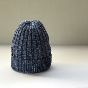 Cotton・linenの定番リブ編みニットキャップ   ocean