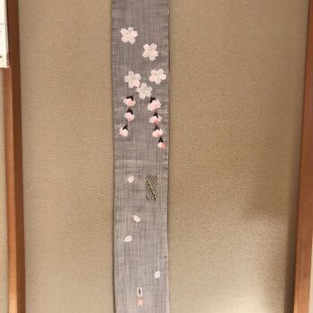 ヴィンテージ着物のタペストリー　桜色の季節リバーシブルの画像