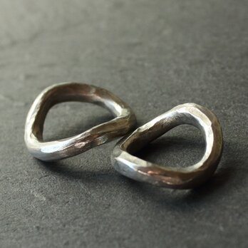 ◆錫 (スズ) × silver リング【Hammered Tin Ring 歪み 】の画像